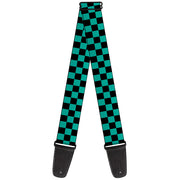 Guitar Strap - Checker Black Teal Guitar Straps Buckle-Down   