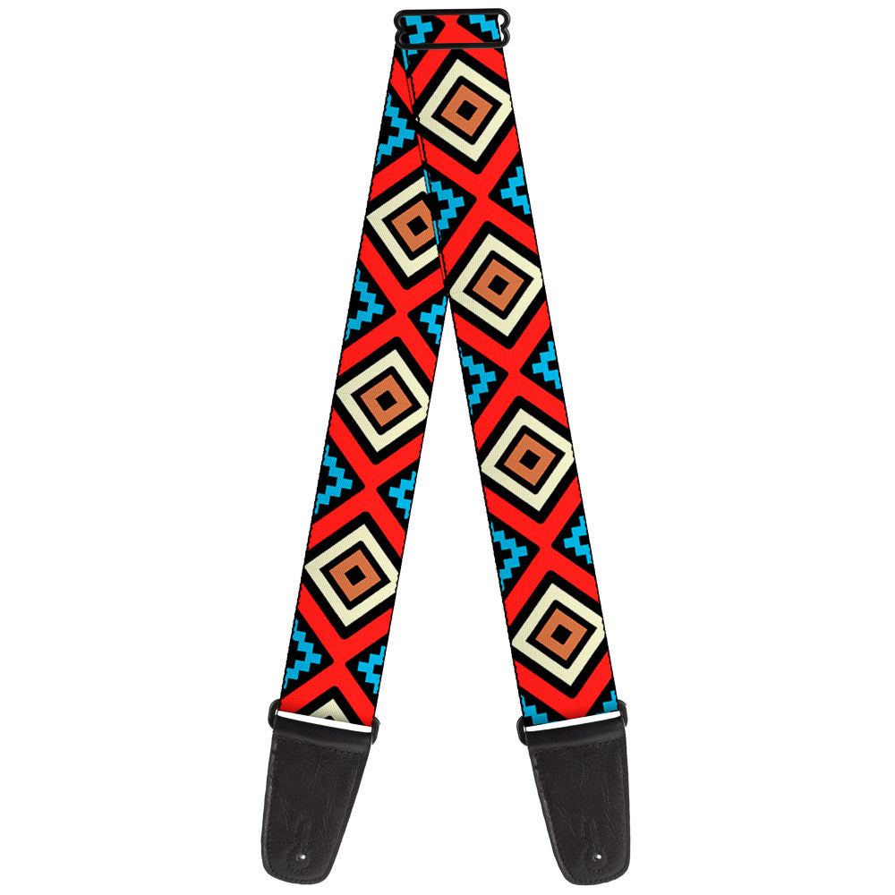 Guitar Strap - Geometric1 Black Red Tan Brown Baby Blue Guitar Straps Buckle-Down   