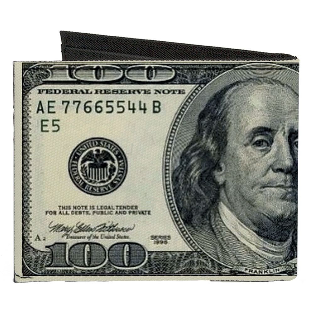 Canvas Bi-Fold Wallet - 100 Dollar Bills Canvas Bi-Fold Wallets Buckle-Down   