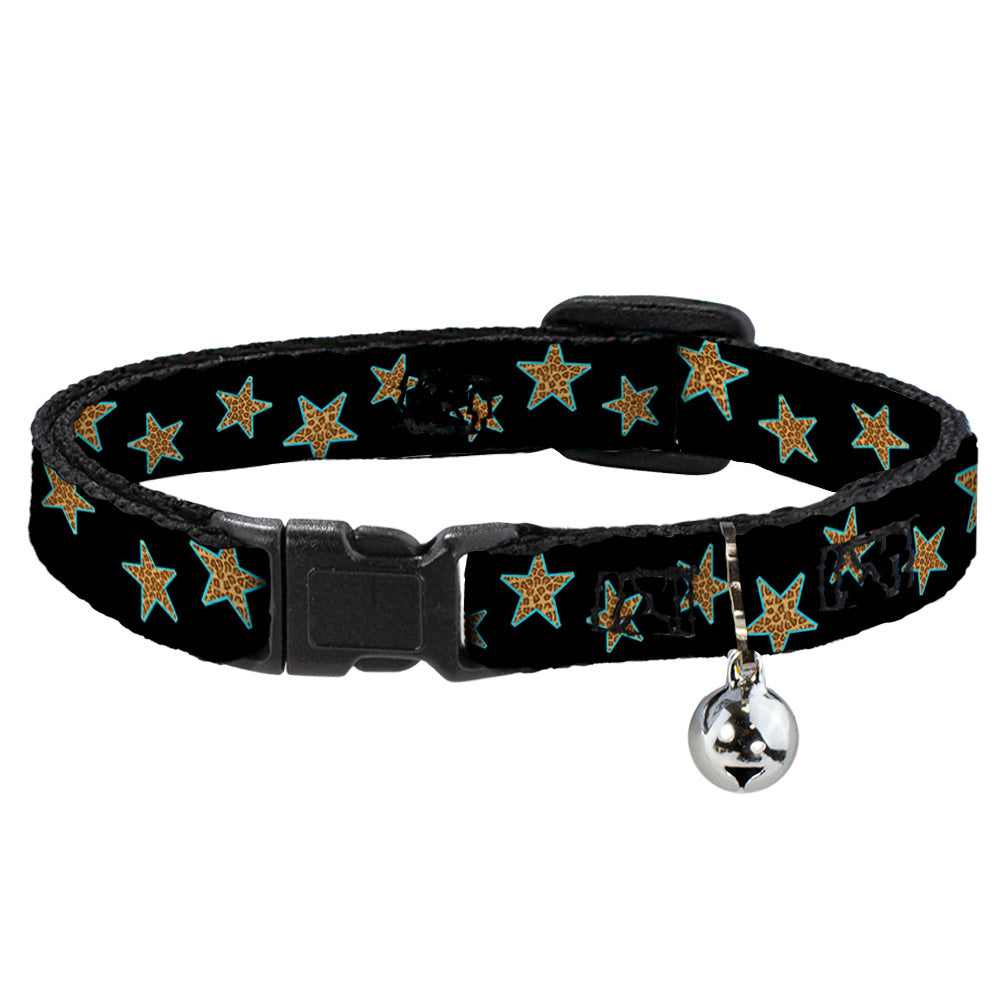 Cat Collar Breakaway - Multi Stars Black Leopard Baby Blue Outline Breakaway Cat Collars Buckle-Down   