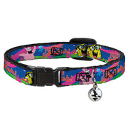 Cat Collar Breakaway with Bell - Nerd SpongeBob & Patrick Starfish Running JUMPIN' JELLYFISH! Multi Color Red Breakaway Cat Collars SpongeBob SquarePants