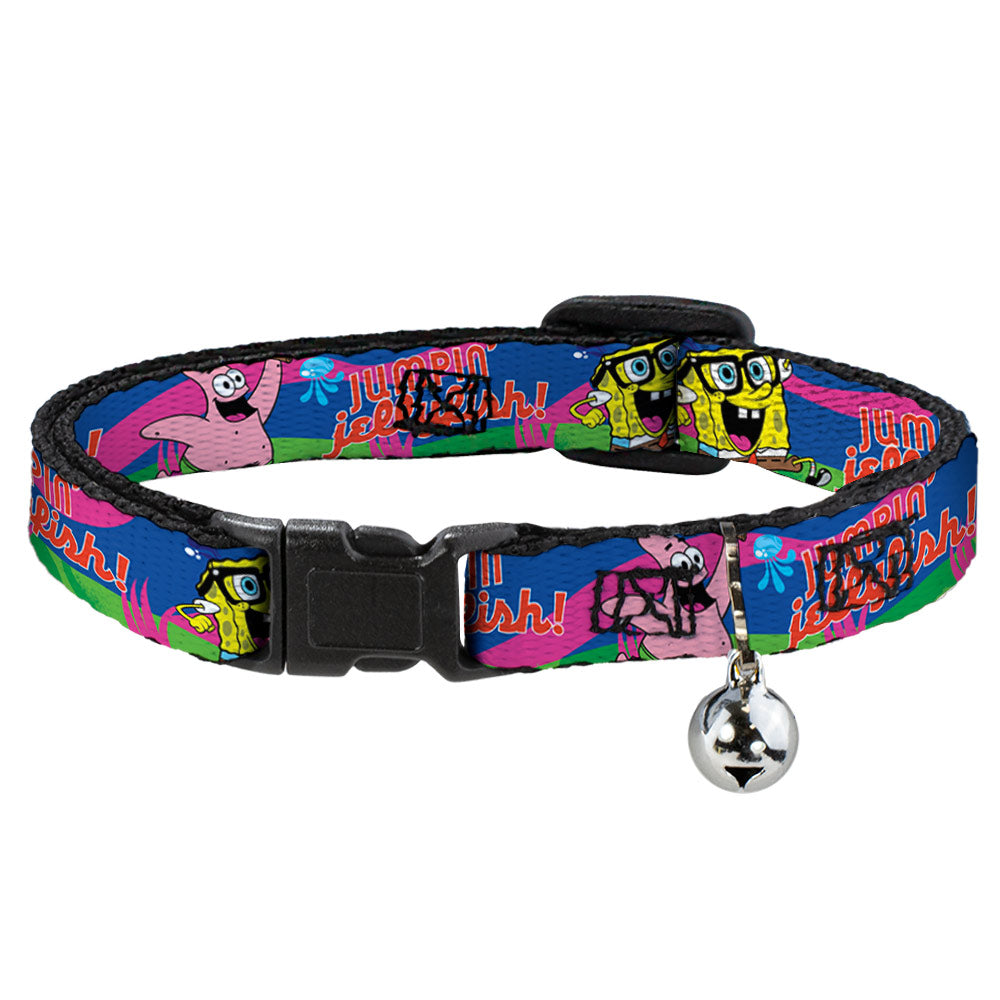Cat Collar Breakaway with Bell - Nerd SpongeBob & Patrick Starfish Running JUMPIN' JELLYFISH! Multi Color Red Breakaway Cat Collars SpongeBob SquarePants
