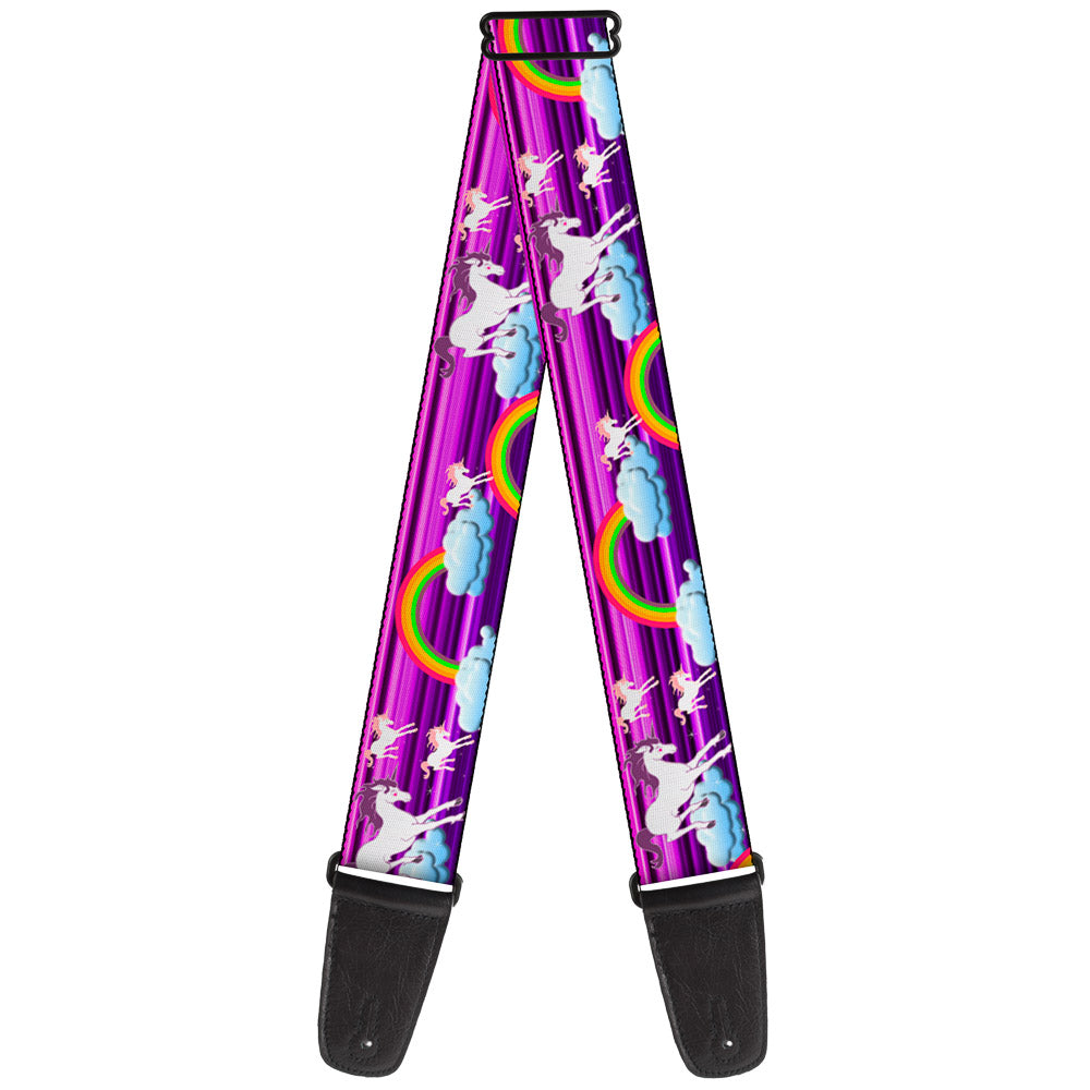 Guitar Strap - Unicorns Rainbows w Stripes Purple Guitar Straps Buckle-Down   