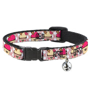 Cat Collar Breakaway - Happy Cupcakes Buffalo Plaid White Pink Breakaway Cat Collars Buckle-Down   