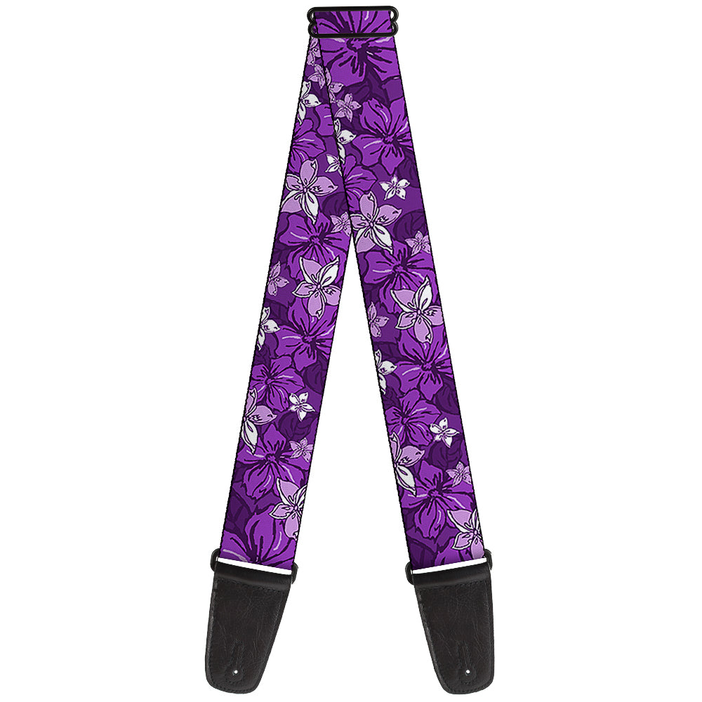 Guitar Strap - Hibiscus Collage Purple Shades Guitar Straps Buckle-Down   