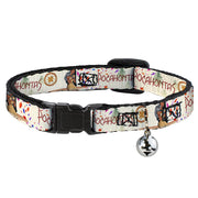 Cat Collar Breakaway with Bell - Pocahontas and Meeko Compass Pose with Script and Leaves Beige - NARROW Fits 8.5-12" Breakaway Cat Collars Disney   