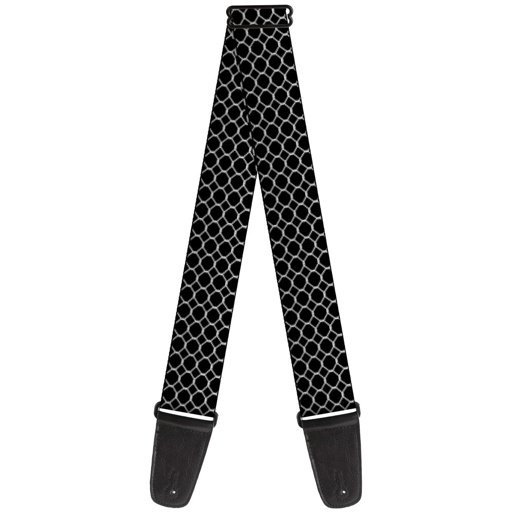 Guitar Strap - Fishnet Stocking Black White Guitar Straps Buckle-Down   