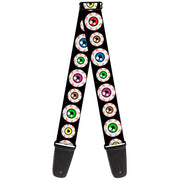 Guitar Strap - Eyeballs Black Multi Color Guitar Straps Buckle-Down   