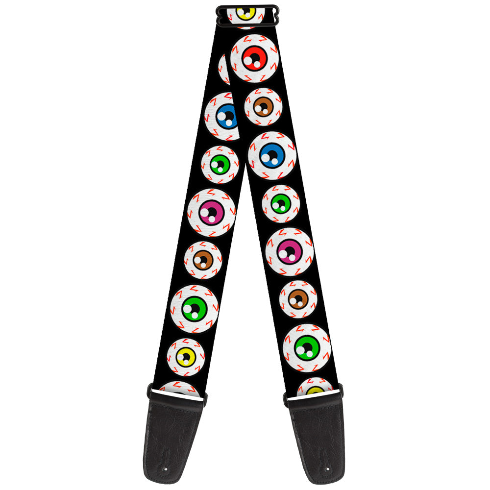Guitar Strap - Eyeballs Black Multi Color Guitar Straps Buckle-Down   