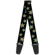 Guitar Strap - Multi Stars Black Leopard Baby Blue Outline Guitar Straps Buckle-Down   