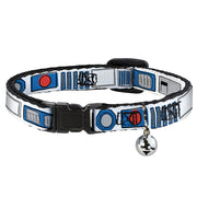 Cat Collar Breakaway - Star Wars R2-D2 Bounding Parts White Black Blue Gray Red Breakaway Cat Collars Star Wars   