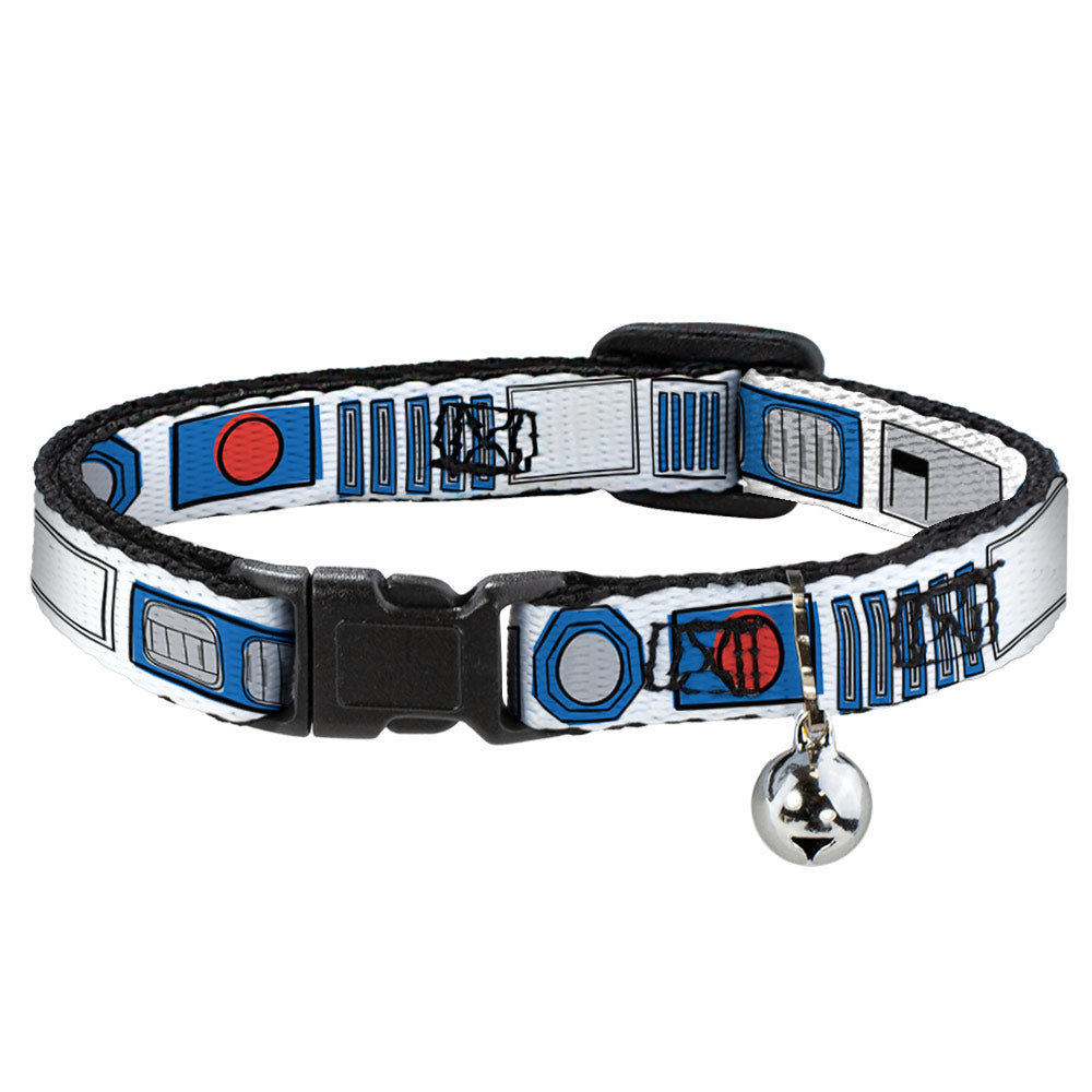 Cat Collar Breakaway - Star Wars R2-D2 Bounding Parts White Black Blue Gray Red Breakaway Cat Collars Star Wars   