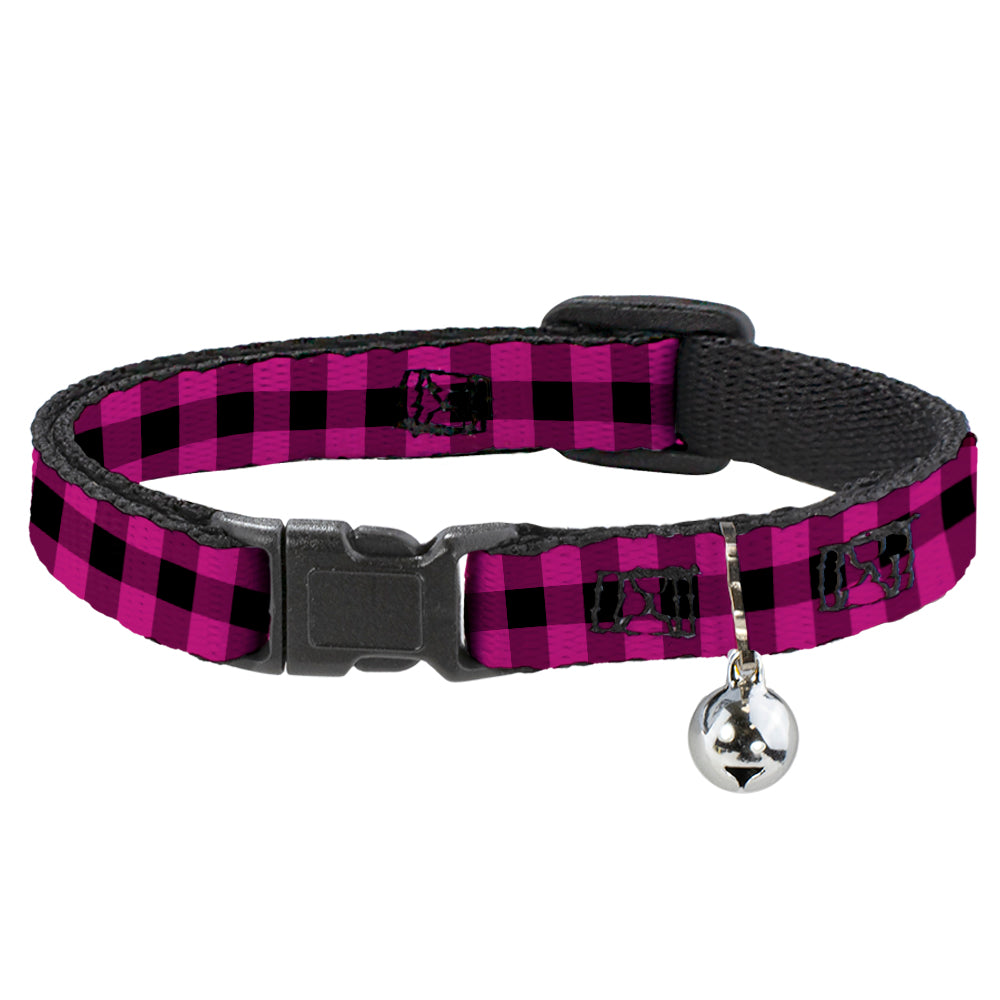 Cat Collar Breakaway - Buffalo Plaid Black Fuchsia Breakaway Cat Collars Buckle-Down   