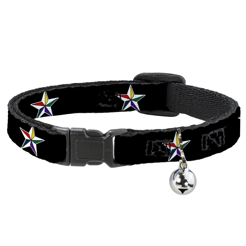 Cat Collar Breakaway - Nautical Star Black White Multi Color Breakaway Cat Collars Buckle-Down   