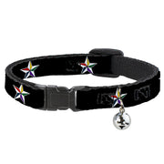 Cat Collar Breakaway - Nautical Star Black White Multi Color Breakaway Cat Collars Buckle-Down   
