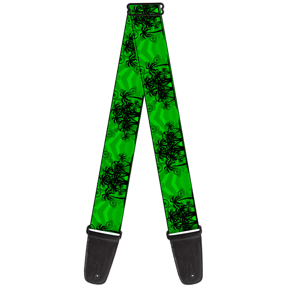 Guitar Strap - Palm Trees Greens Black Guitar Straps Buckle-Down   