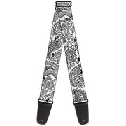 Guitar Strap - Bandana Skulls White Black Guitar Straps Buckle-Down   