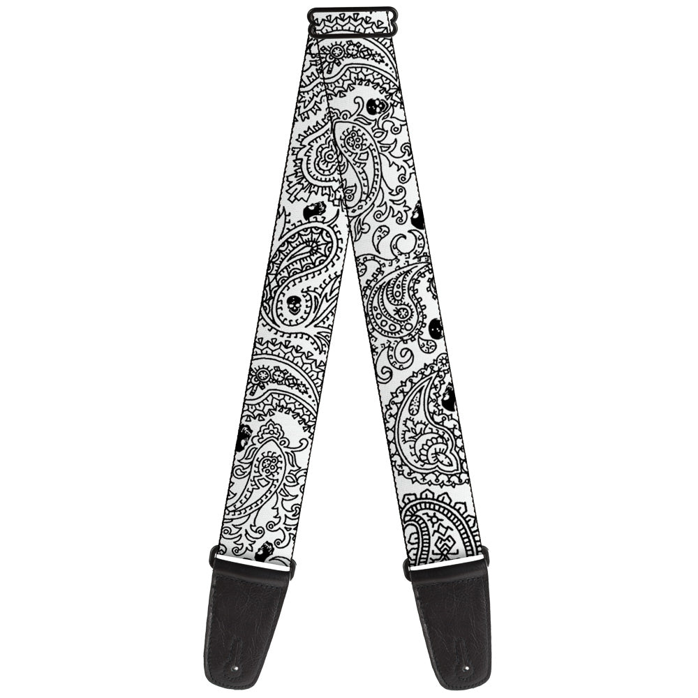 Guitar Strap - Bandana Skulls White Black Guitar Straps Buckle-Down   