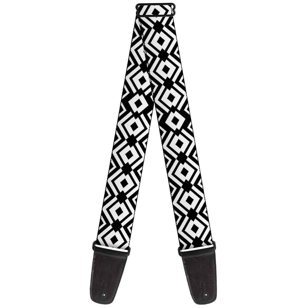 Guitar Strap - Aztec2 White Black Guitar Straps Buckle-Down   