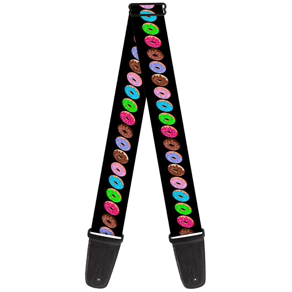 Guitar Strap - Sprinkle Donuts Black Multi Color Guitar Straps Buckle-Down   