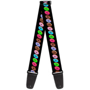 Guitar Strap - Sprinkle Donuts Black Multi Color Guitar Straps Buckle-Down   