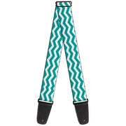 Guitar Strap - Chevron Stripe White Teal Guitar Straps Buckle-Down   