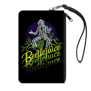 Canvas Zipper Wallet - SMALL - BEETLEJUICE Sitting on Tombstone Pose Trees Black Purple Green Yellow Canvas Zipper Wallets Beetlejuice Default Title