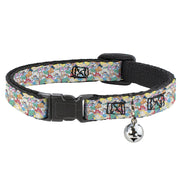 Cat Collar Breakaway with Bell - Nick 90's Rewind 8-Character Mash Up Collage White Breakaway Cat Collars Nick 90s