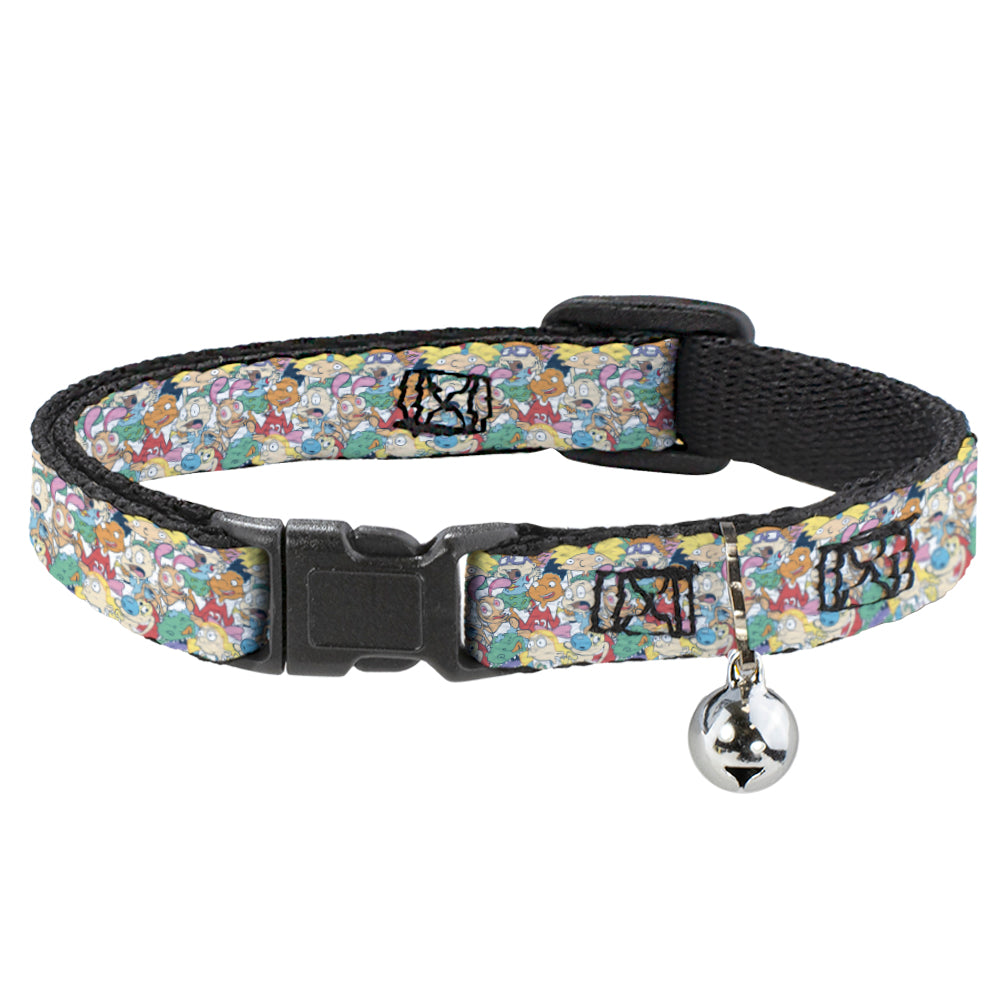 Cat Collar Breakaway with Bell - Nick 90's Rewind 8-Character Mash Up Collage White Breakaway Cat Collars Nick 90s