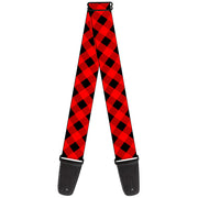 Guitar Strap - Diagonal Buffalo Plaid Black Red Guitar Straps Buckle-Down   
