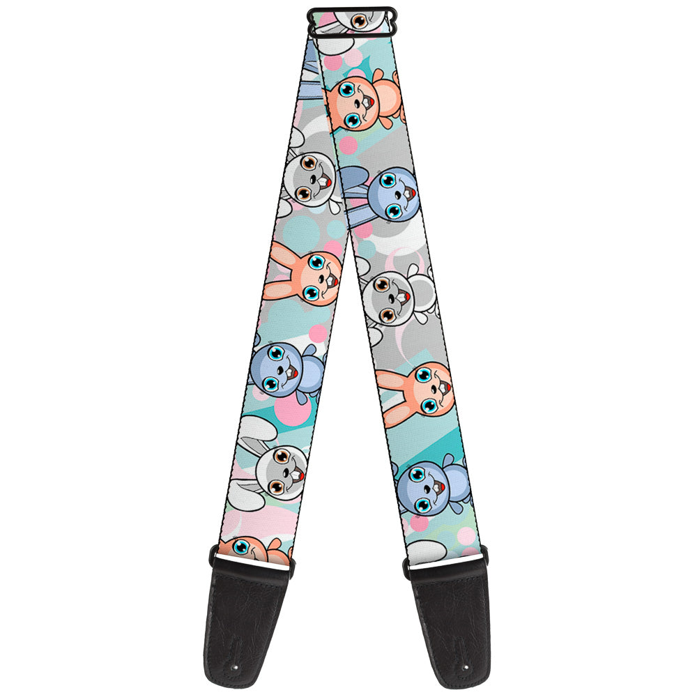 Guitar Strap - Cute Bunnies Multi Pastel Guitar Straps Buckle-Down   