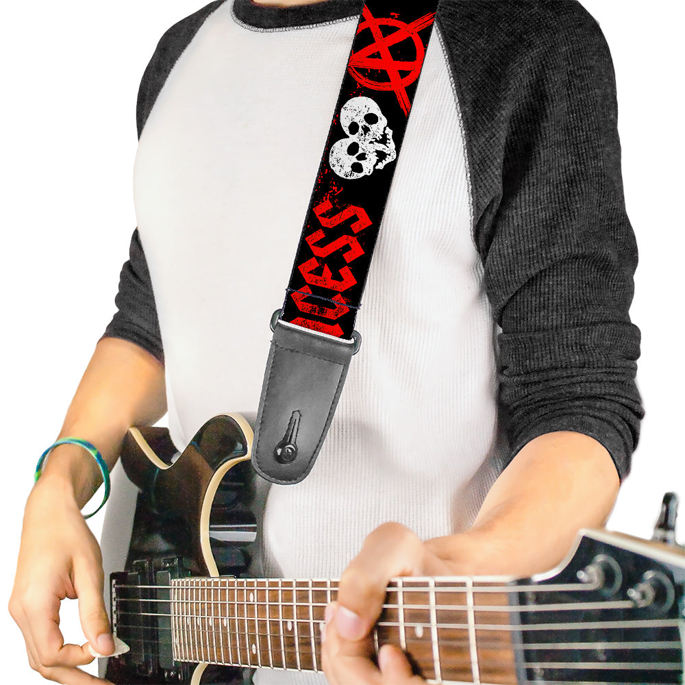 Guitar Strap - Punk Princess Black Red White Guitar Straps Buckle-Down   
