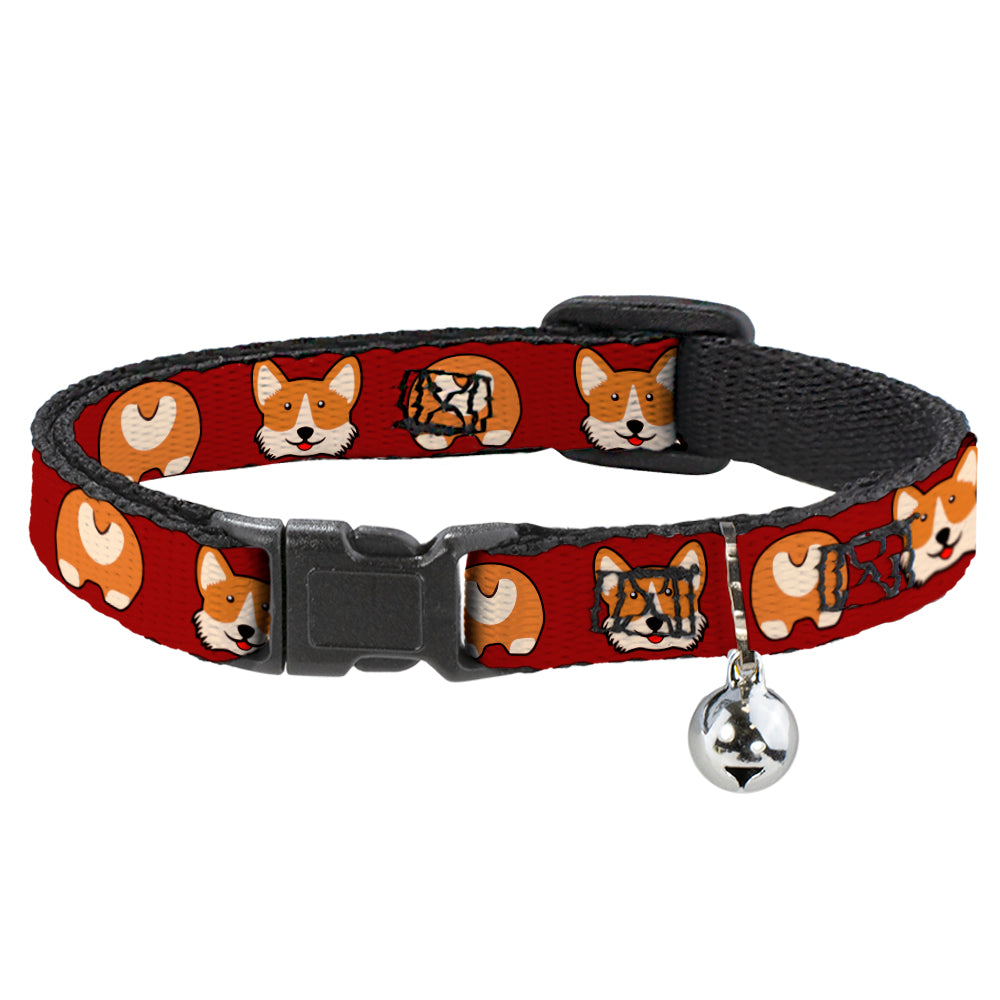 Cat Collar Breakaway - Corgi Face Rump Red Breakaway Cat Collars Buckle-Down   