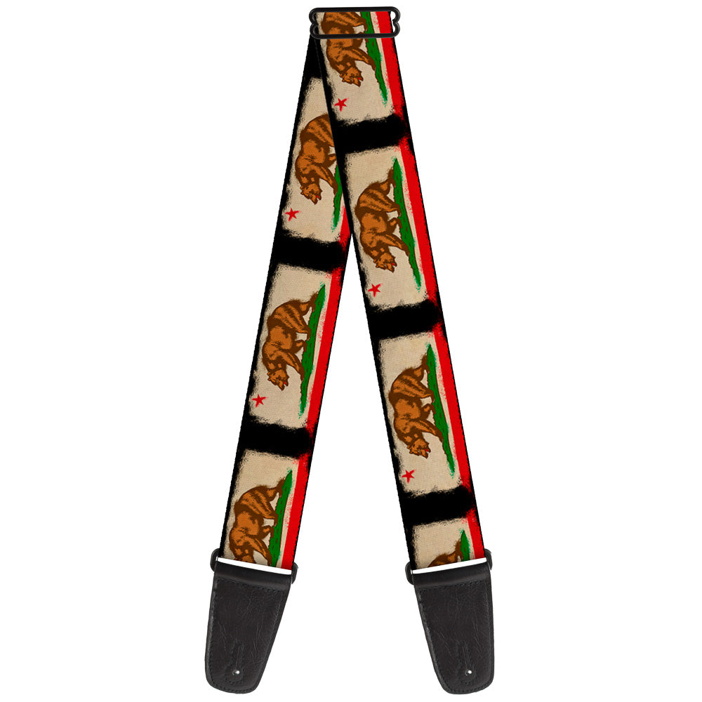 Guitar Strap - California Flag Distressed Painting Blocks Guitar Straps Buckle-Down   