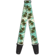 Guitar Strap - Palm Trees Swaying Tan Teal Guitar Straps Buckle-Down   