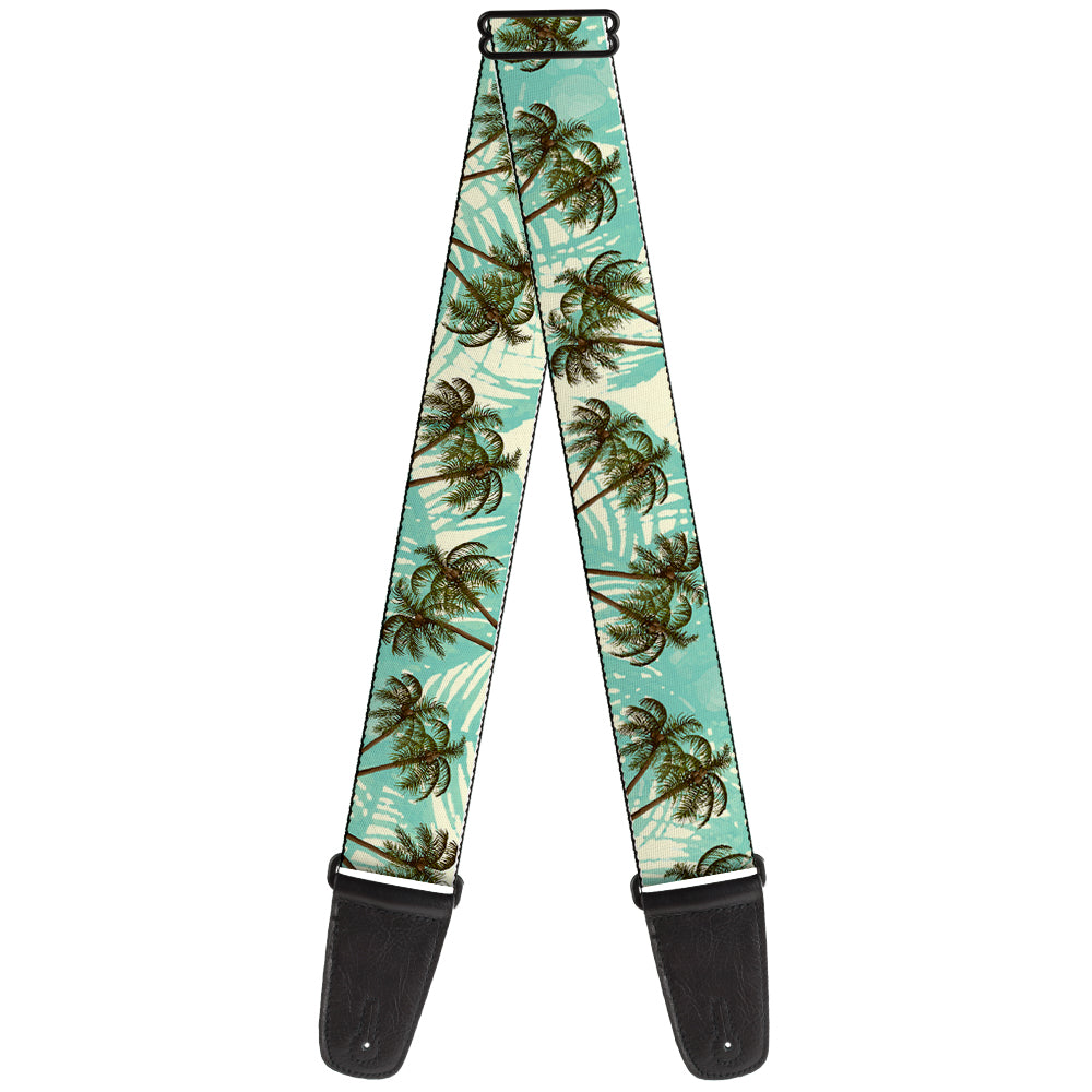 Guitar Strap - Palm Trees Swaying Tan Teal Guitar Straps Buckle-Down   