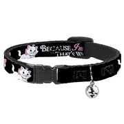 Cat Collar Breakaway - Aristocats Marie 3-Poses BECAUSE I'M A LADY THAT'S WHY Black White Pink Breakaway Cat Collars Disney   