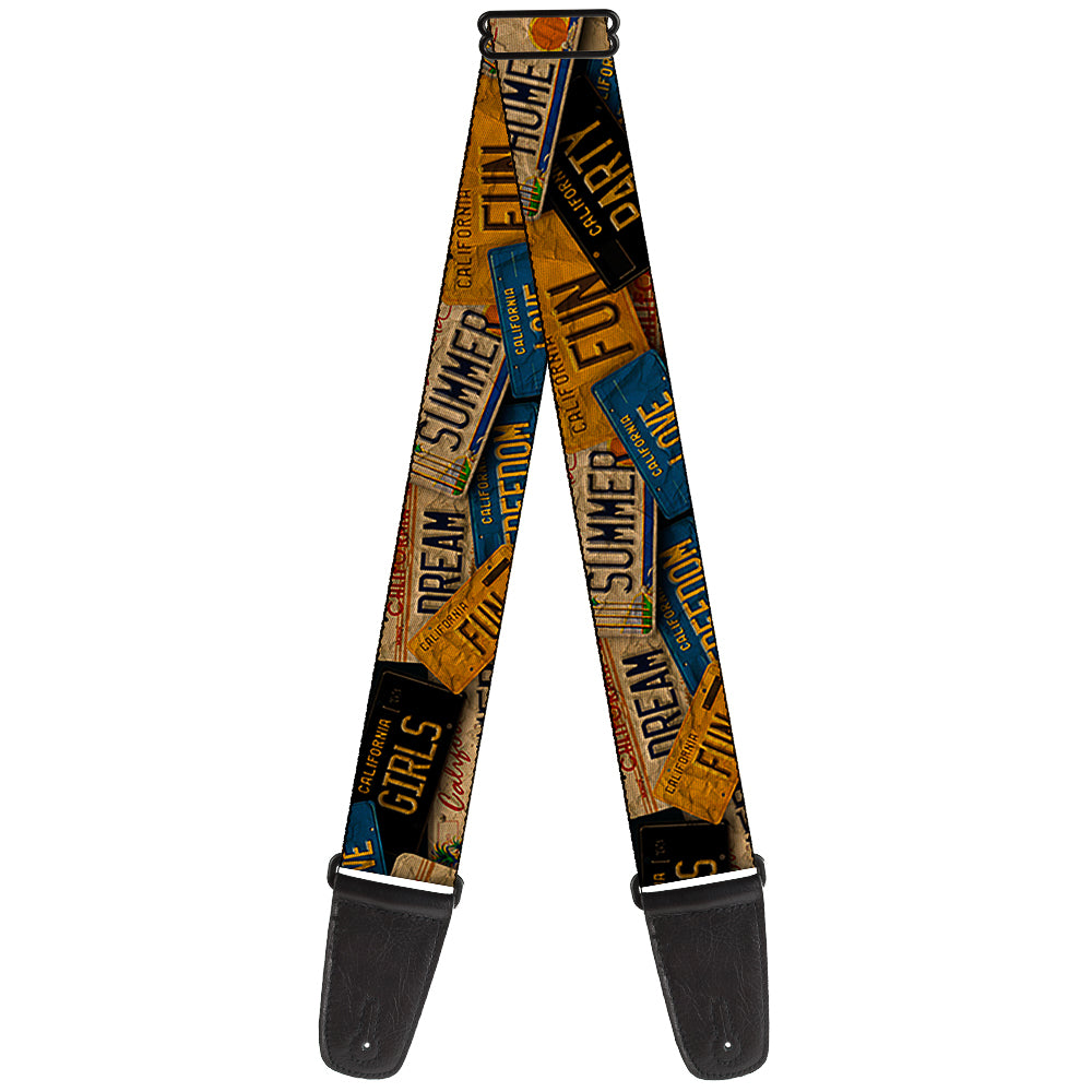 Guitar Strap - Cali License Plates Stacked Vintage Guitar Straps Buckle-Down   