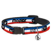 Cat Collar Breakaway with Bell - Chrysler MOPAR Logo Repeat Stripe Blue White Red - NARROW Fits 8.5-12" Breakaway Cat Collars Mopar   
