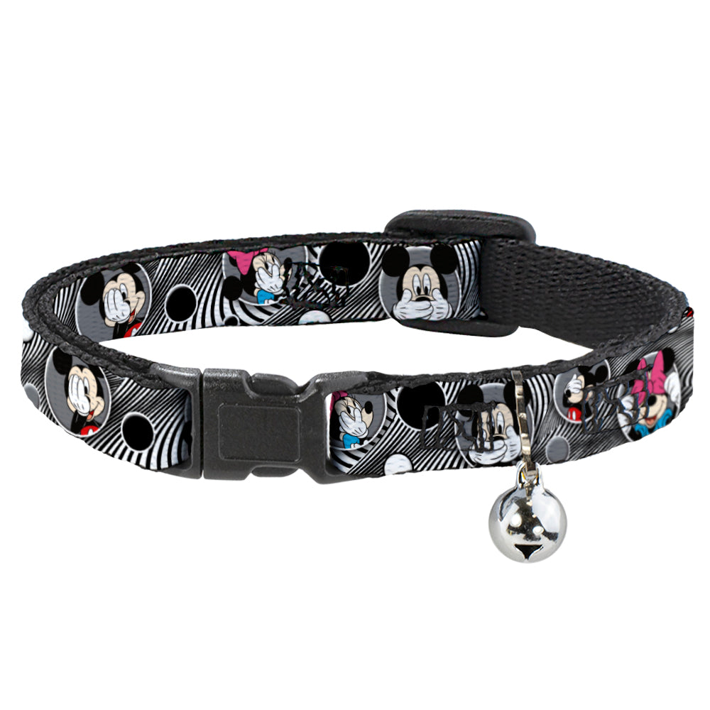 Cat Collar Breakaway - Mickey & Minnie Peek-a-Boo Expressions Swirl Black White Breakaway Cat Collars Disney   