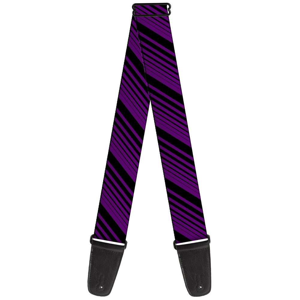 Guitar Strap - Diagonal Stripes Black Purple Guitar Straps Buckle-Down   
