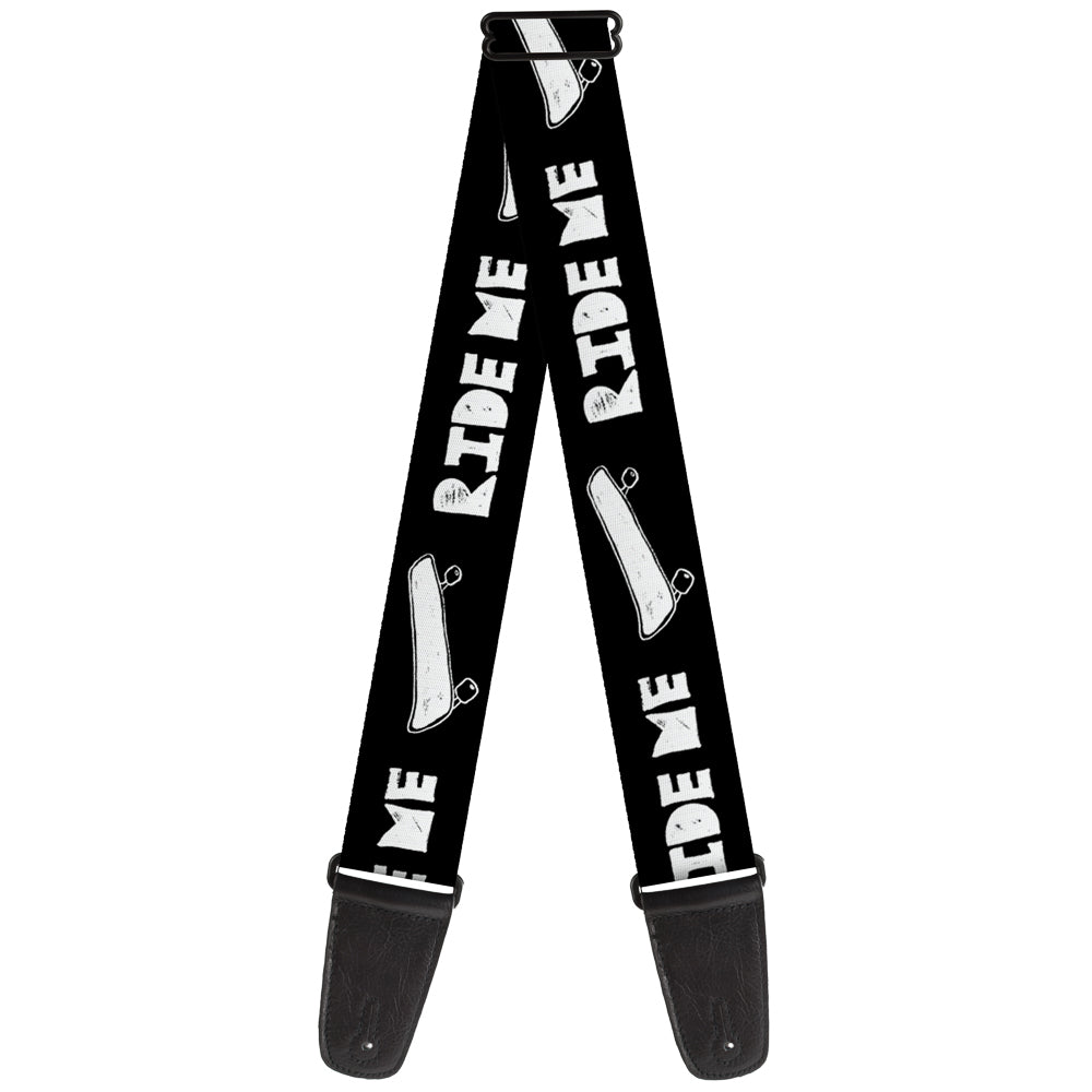 Guitar Strap - RIDE ME Skateboard Black White Guitar Straps Buckle-Down   