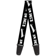 Guitar Strap - RIDE ME Skateboard Black White Guitar Straps Buckle-Down   