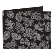 Canvas Bi-Fold Wallet - Paisley Black White Canvas Bi-Fold Wallets Buckle-Down   