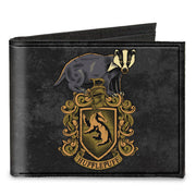 Canvas Bi-Fold Wallet - HUFFLEPUFF Badger Crest + DEDICATION PATIENCE LOYALTY Banner Grays Golds Canvas Bi-Fold Wallets Harry Potter Default Title