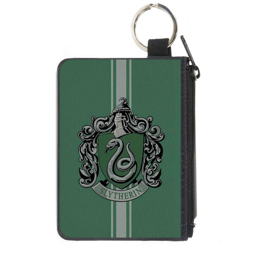 Canvas Zipper Wallet - MINI X-SMALL - SLYTHERIN Crest Vertical Stripe Green Gray Canvas Zipper Wallets Harry Potter Default Title