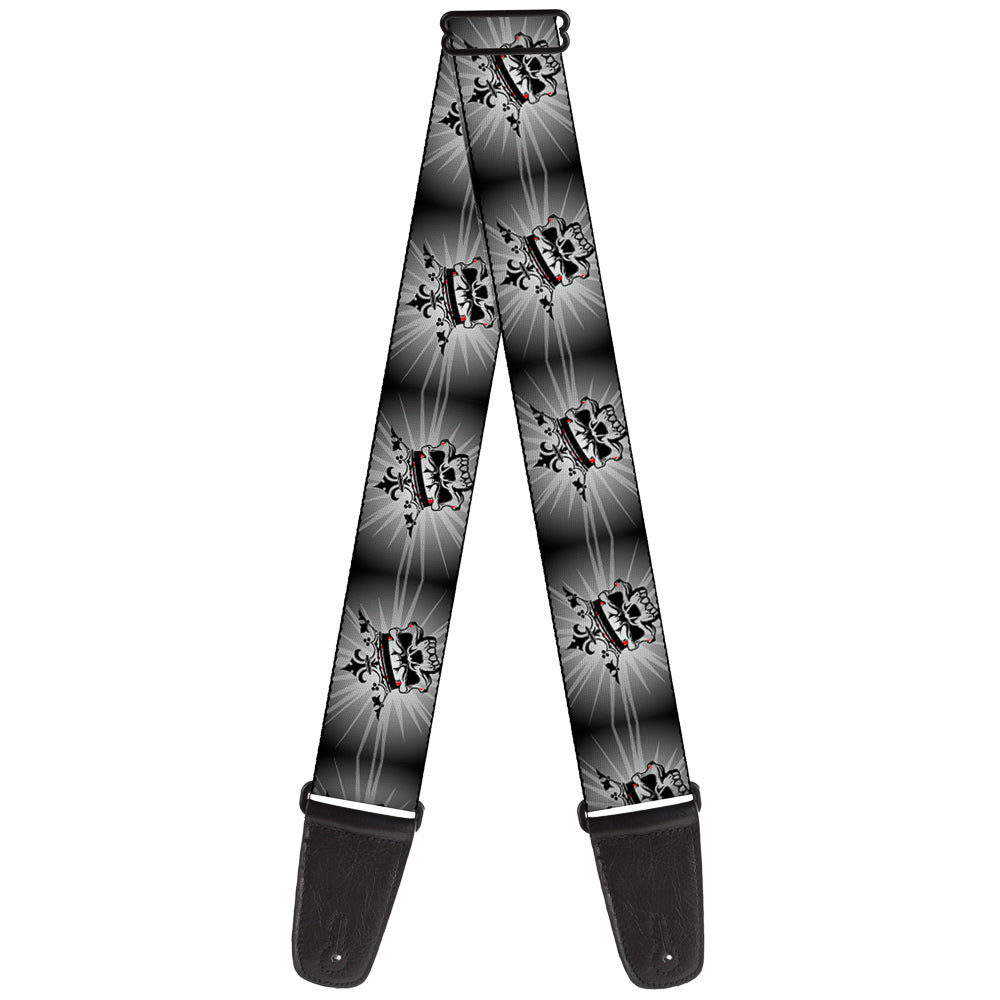 Guitar Strap - King Skull Blocks Rays Grays Guitar Straps Buckle-Down   