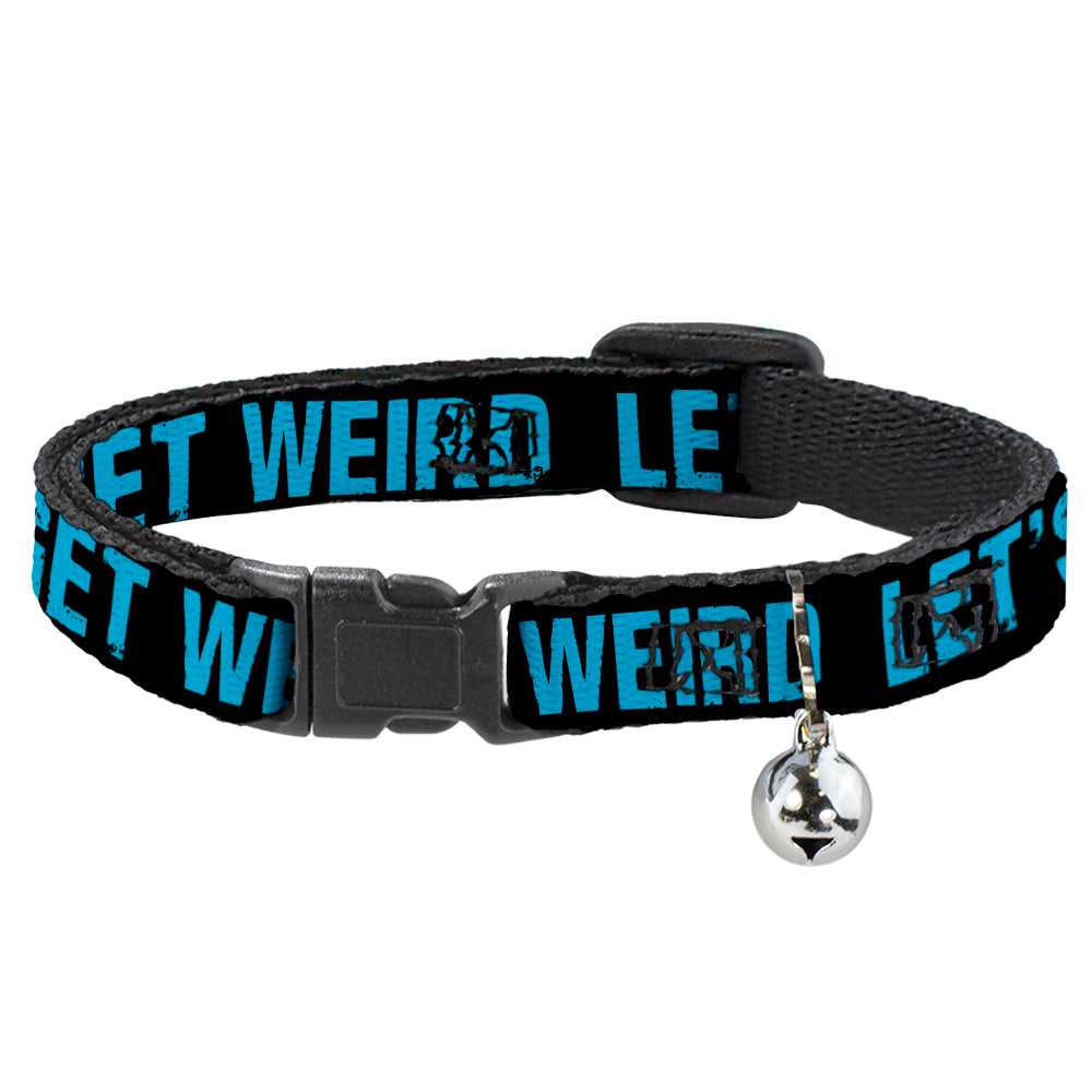 Cat Collar Breakaway - LET'S GET WEIRD Weathered Black Bright Blue Breakaway Cat Collars Buckle-Down   