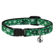 Cat Collar Breakaway - Snowflakes Green White Breakaway Cat Collars Buckle-Down   