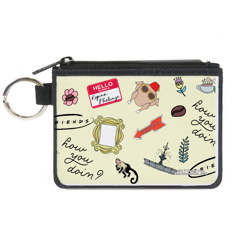 Canvas Zipper Wallet - MINI X-SMALL - FRIENDS Show Icons Collage White Canvas Zipper Wallets Friends   